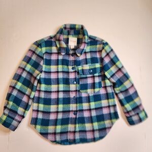 Cat & Jack Shacket Girls XS 4/5 Multicolor Plaid Snap Closure